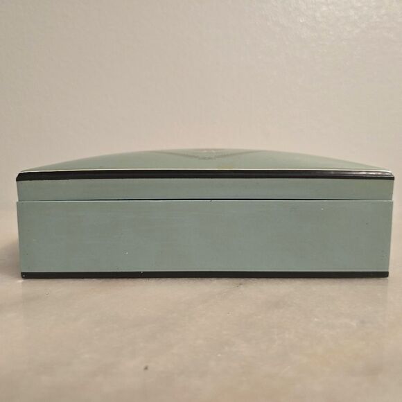 1920 Lucite Empire Turquoise Vanity Trinket Box Art Deco Jewelry box Greek Theme - Picture 9 of 12